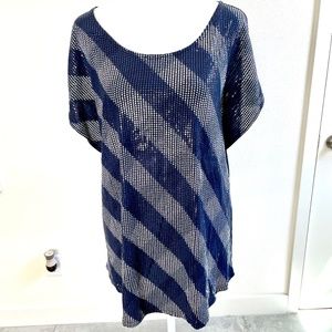 SEQUIN TOP - Blue, White & Silver